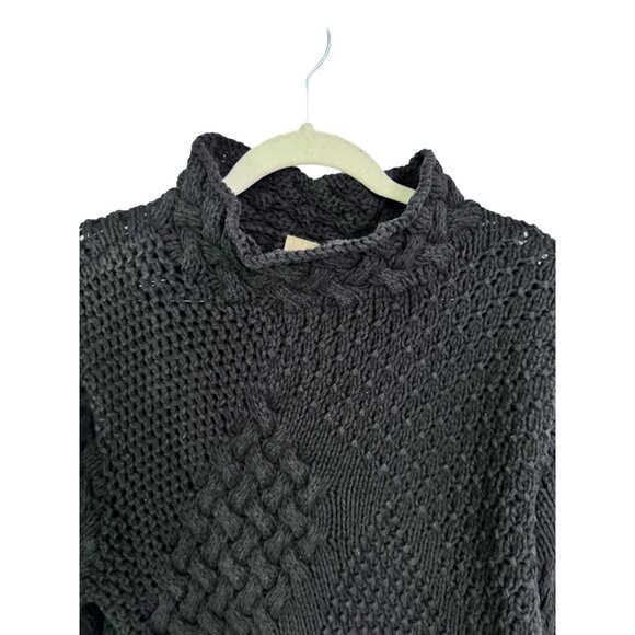 Itsu black chunky knit sweater‎ wool blend bell sleeve short length size XL - Picture 4 of 7